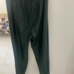 A&F Vegan Leather Joggers in Dark Green.